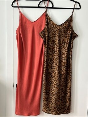 Bundle!!  2 Women’s Slip Dresses - Coral and Leopard Print